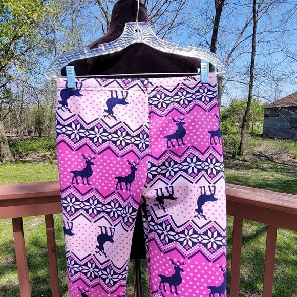 Cozy Soft Fleece Ladies Christmas Leggings, sz 0 to 12 - Picture 5 of 9